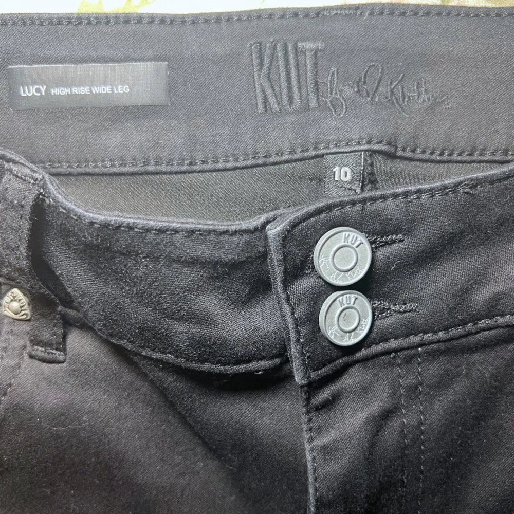 KUT from the Kloth Lucy High Rise Wide Leg Jeans Black Size 10 Stretch Denim - Picture 7 of 11